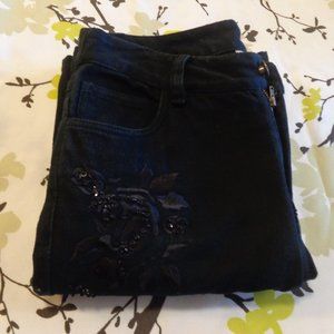 Newport News Wide Leg Floral Sequin Print Jeans